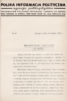 Polska Informacja Polityczna : agencja publicystyczna = Information Politique Polonaise : agence de presse. 1936, nr 37