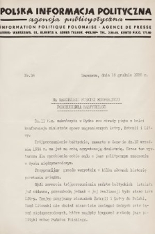 Polska Informacja Polityczna : agencja publicystyczna = Information Politique Polonaise : agence de presse. 1936, nr 38