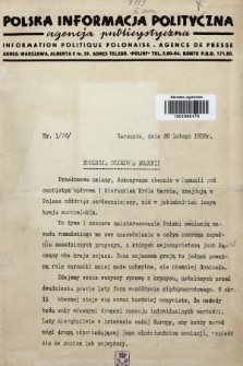 Polska Informacja Polityczna : agencja publicystyczna = Information Politique Polonaise : agence de presse. 1938, nr 1