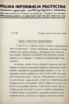 Polska Informacja Polityczna : agencja publicystyczna = Information Politique Polonaise : agence de presse. 1938, nr 7