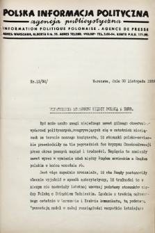 Polska Informacja Polityczna : agencja publicystyczna = Information Politique Polonaise : agence de presse. 1938, nr 13