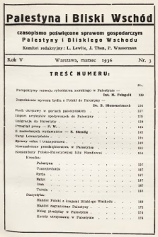 Palestyna i Bliski Wschód : czasopismo poświęcone sprawom gospodarczym Palestyny i Bliskiego Wschodu : organ Polsko-Palestyńskiej Izby Handlowej. 1936, nr 3