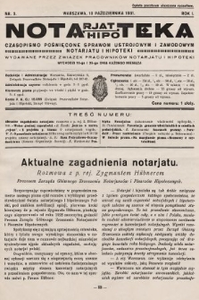 Notarjat-Hipoteka : czasopismo poświęcone sprawom ustrojowym i zawodowym notarjatu i hipoteki. 1931, nr 3