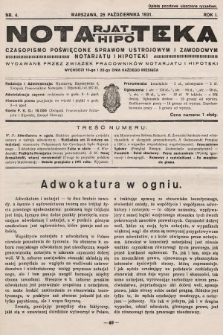 Notarjat-Hipoteka : czasopismo poświęcone sprawom ustrojowym i zawodowym notarjatu i hipoteki. 1931, nr 4