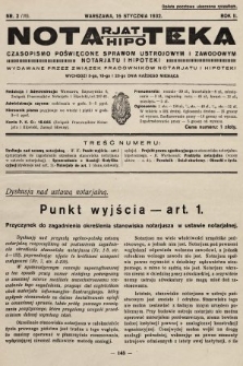 Notarjat-Hipoteka : czasopismo poświęcone sprawom ustrojowym i zawodowym notarjatu i hipoteki. 1932, nr 2