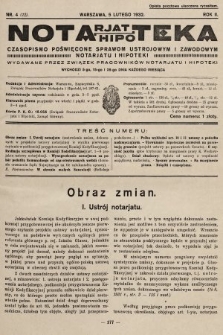 Notarjat-Hipoteka : czasopismo poświęcone sprawom ustrojowym i zawodowym notarjatu i hipoteki. 1932, nr 4