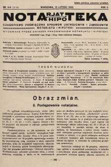Notarjat-Hipoteka : czasopismo poświęcone sprawom ustrojowym i zawodowym notarjatu i hipoteki. 1932, nr 5
