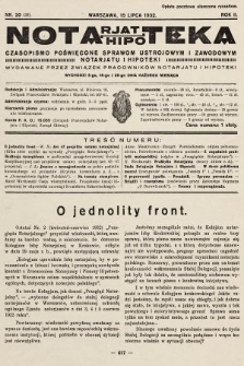 Notarjat-Hipoteka : czasopismo poświęcone sprawom ustrojowym i zawodowym notarjatu i hipoteki. 1932, nr 20