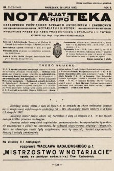 Notarjat-Hipoteka : czasopismo poświęcone sprawom ustrojowym i zawodowym notarjatu i hipoteki. 1932, nr 21