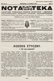 Notarjat-Hipoteka : czasopismo poświęcone sprawom ustrojowym i zawodowym notarjatu i hipoteki. 1932, nr 23