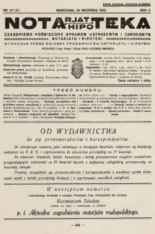 Notarjat-Hipoteka : czasopismo poświęcone sprawom ustrojowym i zawodowym notarjatu i hipoteki. 1932, nr 27