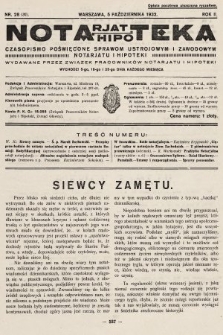 Notarjat-Hipoteka : czasopismo poświęcone sprawom ustrojowym i zawodowym notarjatu i hipoteki. 1932, nr 28