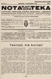 Notarjat-Hipoteka : czasopismo poświęcone sprawom ustrojowym i zawodowym notarjatu i hipoteki. 1932, nr 29