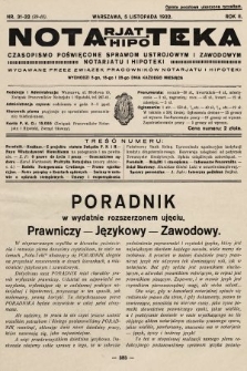 Notarjat-Hipoteka : czasopismo poświęcone sprawom ustrojowym i zawodowym notarjatu i hipoteki. 1932, nr 31-32