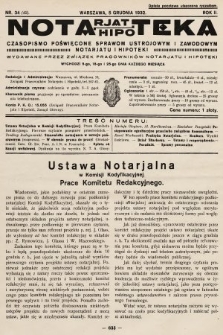 Notarjat-Hipoteka : czasopismo poświęcone sprawom ustrojowym i zawodowym notarjatu i hipoteki. 1932, nr 34