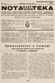 Notarjat-Hipoteka : czasopismo poświęcone sprawom ustrojowym i zawodowym notarjatu i hipoteki. 1933, nr 15