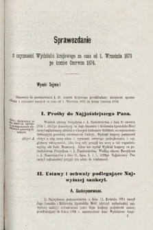 [Kadencja III, sesja V, al. 10] Alegata do Sprawozdań Stenograficznych z Piątej Sesyi Trzeciego Peryodu Sejmu Krajowego Królestwa Galicyi i Lodomeryi wraz z Wielkiem Księstwem Krakowskiem z roku 1874. Alegat 10