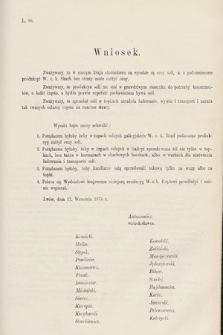 [Kadencja III, sesja V, al. 29] Alegata do Sprawozdań Stenograficznych z Piątej Sesyi Trzeciego Peryodu Sejmu Krajowego Królestwa Galicyi i Lodomeryi wraz z Wielkiem Księstwem Krakowskiem z roku 1874. Alegat 29