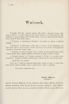 [Kadencja III, sesja V, al. 55] Alegata do Sprawozdań Stenograficznych z Piątej Sesyi Trzeciego Peryodu Sejmu Krajowego Królestwa Galicyi i Lodomeryi wraz z Wielkiem Księstwem Krakowskiem z roku 1874. Alegat 55