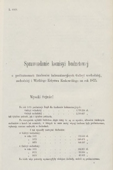 [Kadencja III, sesja V, al. 81] Alegata do Sprawozdań Stenograficznych z Piątej Sesyi Trzeciego Peryodu Sejmu Krajowego Królestwa Galicyi i Lodomeryi wraz z Wielkiem Księstwem Krakowskiem z roku 1874. Alegat 81