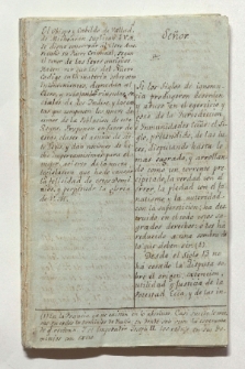 El Obispo y Cabildo de Vallad[olid] de Michoacan suplican a V.M. se digne conservar al Clero Americano su Fuero Criminal[...] (Incipit der Unterlage)