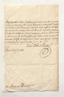 Brief von Claudio Martínez de Pinillos an Alexander von Humboldt