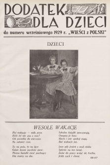 Dodatek dla Dzieci do [...] „Wieści z Polski”. 1929, nr 9