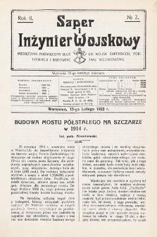 Saper i Inżynier Wojskowy : miesięcznik poświęcony służbie wojsk saperskich, fortyfikacji i budownictwu wojskowemu. 1923, nr 2