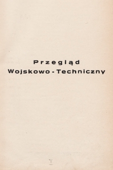 Przegląd Wojskowo-Techniczny. R. 4, 1930, t. 7, spis rzeczy
