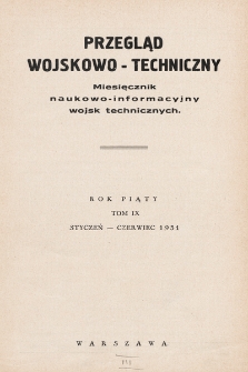 Przegląd Wojskowo-Techniczny. R. 5, 1931, t. 9, spis rzeczy