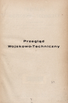 Przegląd Wojskowo-Techniczny. R. 7, 1933, t. 13, spis rzeczy