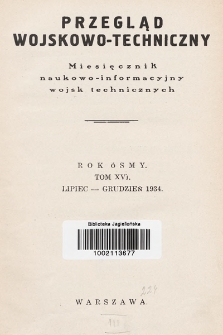 Przegląd Wojskowo-Techniczny. R. 8, 1934, t. 16, spis rzeczy