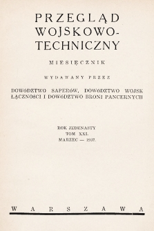 Przegląd Wojskowo-Techniczny. R. 11, 1937, t. 21, z. 3
