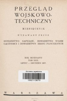 Przegląd Wojskowo-Techniczny. R. 11, 1937, t. 22, spis rzeczy