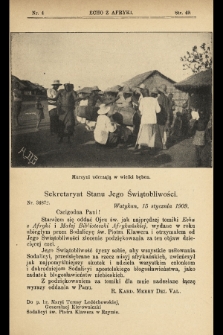 Echo z Afryki : pismo miesięczne illustrowane dla poparcia misyj katolickich w Afryce. 1909, nr 4