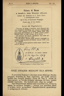 Echo z Afryki : pismo miesięczne illustrowane dla poparcia misyj katolickich w Afryce. 1909, nr 8