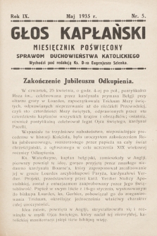 Głos Kapłański : miesięcznik poświęcony sprawom duchowieństwa katolickiego. 1935, nr 5