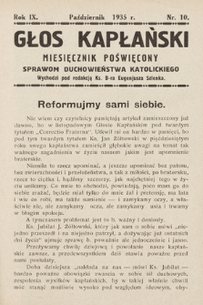 Głos Kapłański : miesięcznik poświęcony sprawom duchowieństwa katolickiego. 1935, nr 10