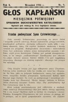Głos Kapłański : miesięcznik poświęcony sprawom duchowieństwa katolickiego. 1936, nr 9