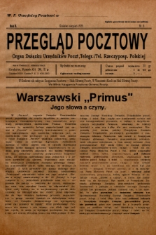 Przegląd Pocztowy : organ Związku Urzędników Poczt, Telegr. i Tel. Rzeczypospolitej Polskiej. 1929, nr 8