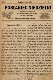 Posłaniec Niedzielny : czasopismo religijno-naukowe dla ludu katolickiego. 1892, nr 4