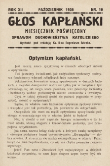 Głos Kapłański : miesięcznik poświęcony sprawom duchowieństwa katolickiego. 1938, nr 10