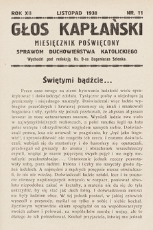 Głos Kapłański : miesięcznik poświęcony sprawom duchowieństwa katolickiego. 1938, nr 11