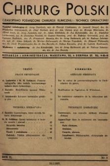 Chirurg Polski : czasopismo poświęcone chirurgji klinicznej i technice operacyjnej. 1937, nr 1