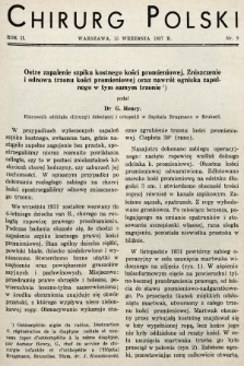 Chirurg Polski : czasopismo poświęcone chirurgji klinicznej i technice operacyjnej. 1937, nr 9