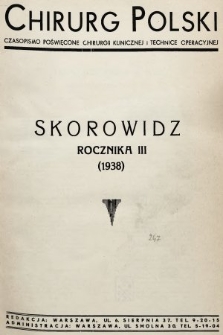 Chirurg Polski : czasopismo poświęcone chirurgji klinicznej i technice operacyjnej. 1938, skorowidz rocznika