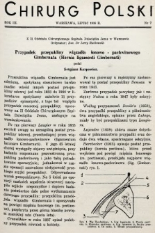 Chirurg Polski : czasopismo poświęcone chirurgji klinicznej i technice operacyjnej. 1938, nr 7