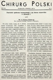 Chirurg Polski : czasopismo poświęcone chirurgji klinicznej i technice operacyjnej. 1938, nr 8