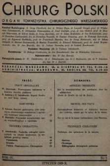 Chirurg Polski : organ Towarzystwa Chirurgicznego Warszawskiego. 1939, nr 1