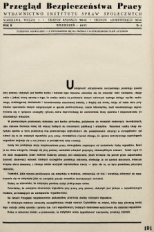 Przegląd Bezpieczeństwa Pracy : wydawnictwo Instytutu Spraw Społecznych. 1937, nr 9